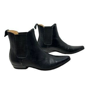 TUK men's genuine leather pointed toe Chelsea boots